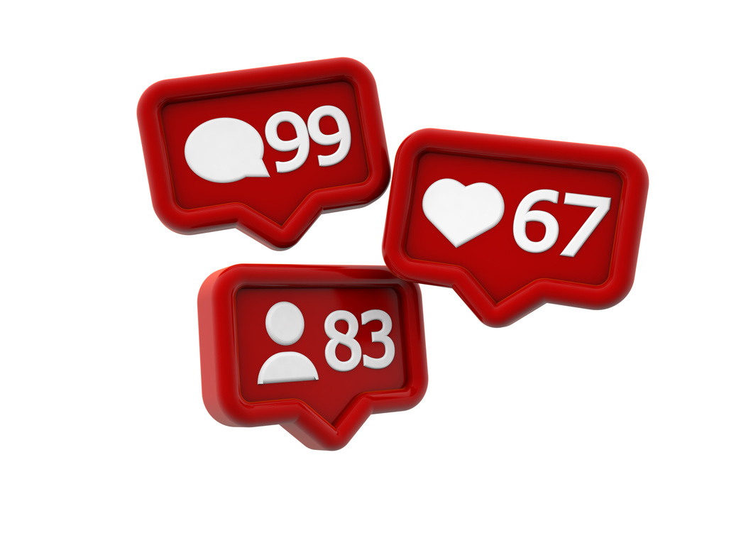 Social Media Notifications Icons for Comments, Likes and Followe