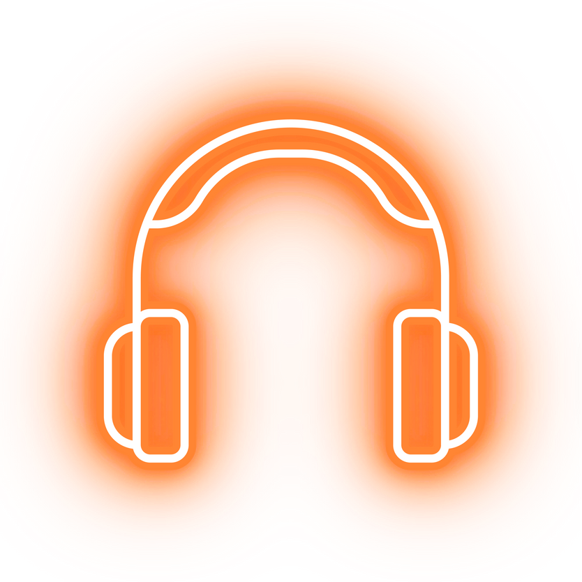 Neon orange headphones icon